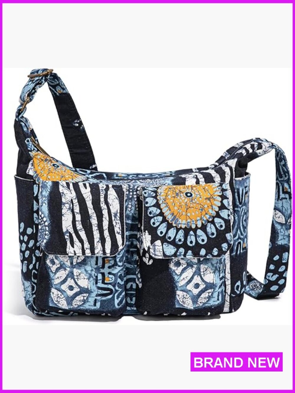 Canvas Hobo Shoulder Bag Boho Hippie Crossbody Multiple Pockets Retro